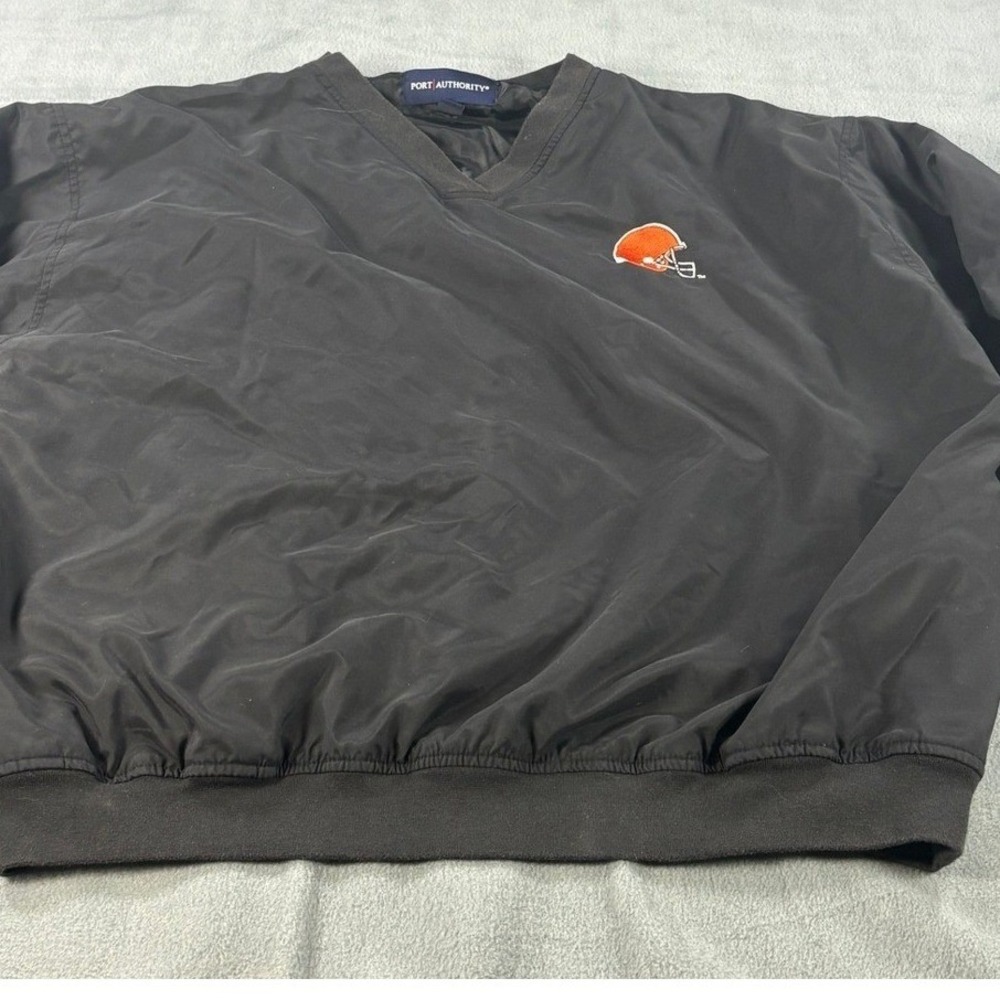 Port Authority Cleveland Browns Windshirt Mens XL Black V-Neck Pullover J-731